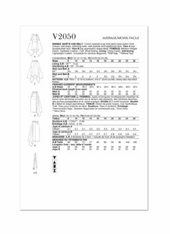 Vogue Sewing Pattern 2050 Skirts And Belt -Jaycotts Shop V2050 envelope back