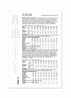 Vogue Sewing Pattern 2056 Jacket And Skirt -Jaycotts Shop V2056 envelope back