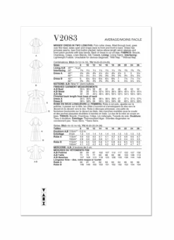 Vogue Sewing Pattern 2083 Polo Collar Dress -Jaycotts Shop V2083 envelope back