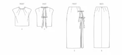 Vogue Sewing Pattern 2096 Top And Skirt -Jaycotts Shop V2096 line art