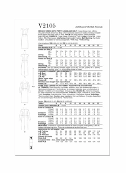 Vogue Sewing Pattern 2105 Sheath Dress With Petite Lines -Jaycotts Shop V2105 envelope back