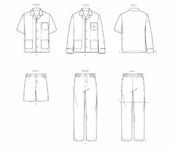 Vogue Sewing Pattern 2121 Men's Pajamas -Jaycotts Shop V2121 line art