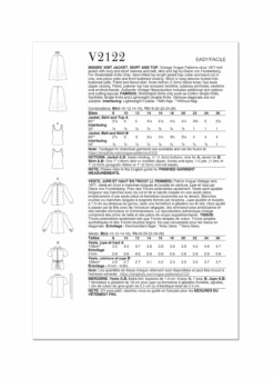 Vogue Pattern 2122 1970's Jacket, Skirt And Top By Diane Von Furstenberg -Jaycotts Shop V2122 envelope back