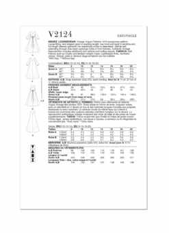 Vogue Sewing Pattern 2124 1970's Loungewear -Jaycotts Shop V2124 envelope back