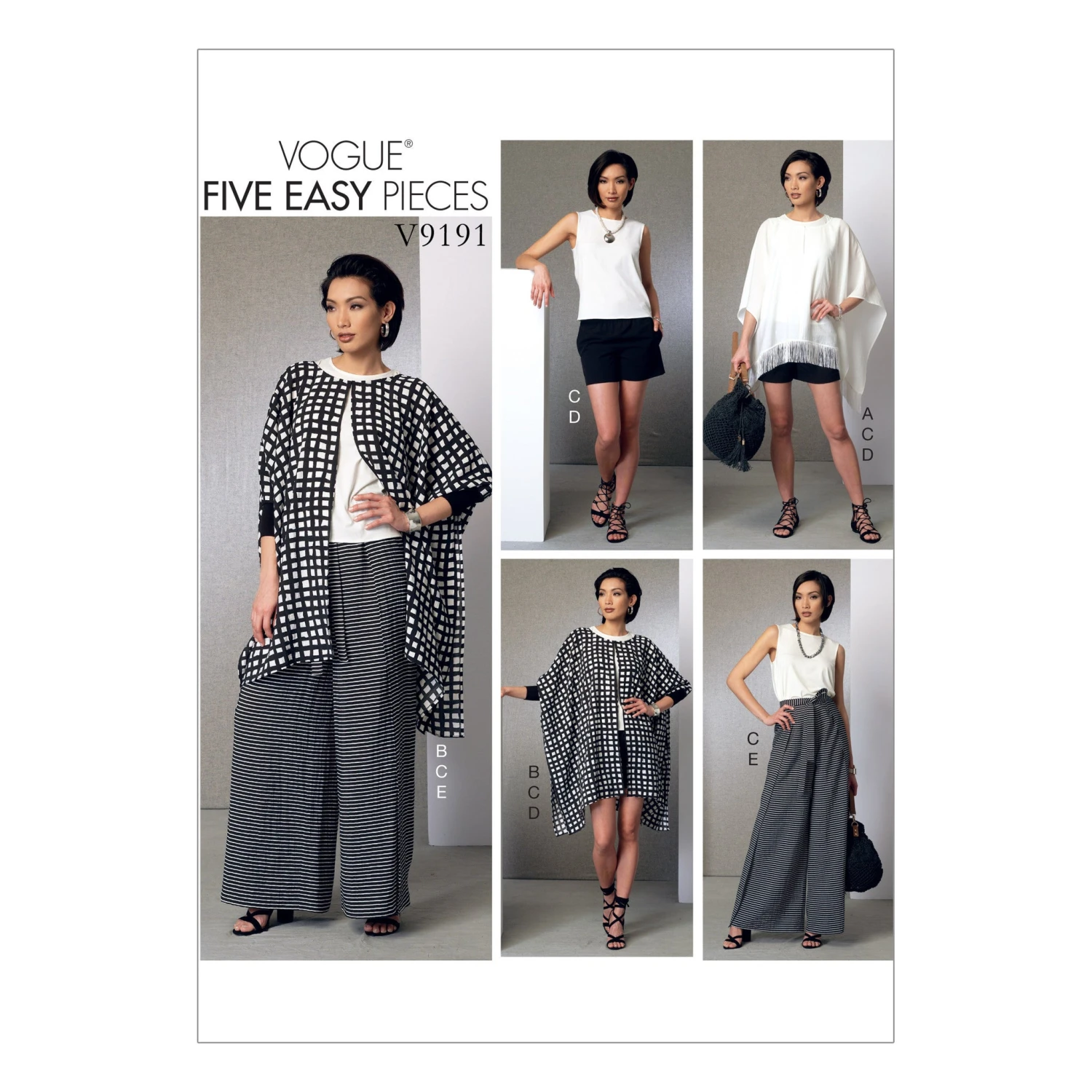 Vogue Pattern 9191 Ponchos, Back-Pleat Top, Shorts And Wrap Pants 1 Vogue Pattern 9191 Ponchos, Back-Pleat Top, Shorts And Wrap Pants
