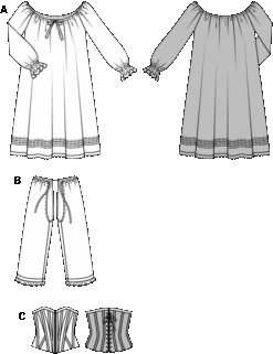 Burda 7156 Womens' Medieval Undergarments Pattern -Jaycotts Shop bd 7156b