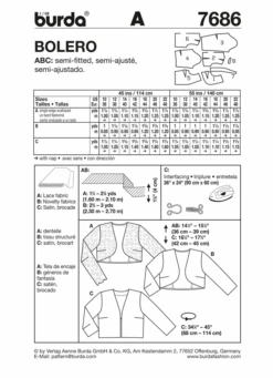 Burda 7686 Bolero Pattern 10 Burda 7686 Bolero Pattern -Jaycotts Shop bd 7686 back envelope