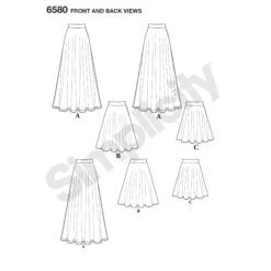 New Look NL6580 Circle Skirt Evening Wear Pattern -Jaycotts Shop newlook circle skirt pattern 6580 front back views