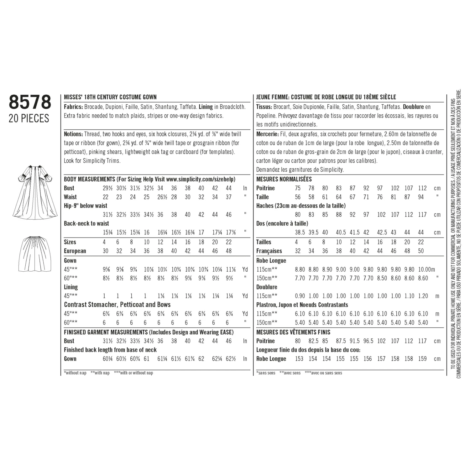 Simplicity Pattern 8578 18th Century Costume Gown 9 Simplicity Pattern 8578 18th Century Costume Gown - Image 9