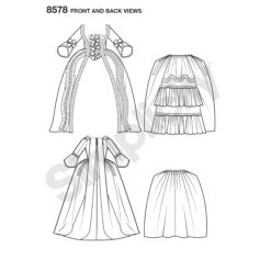Simplicity Pattern 8578 18th Century Costume Gown 19 Simplicity Pattern 8578 18th Century Costume Gown -Jaycotts Shop simplicity baroque gown pattern 8578 front back view