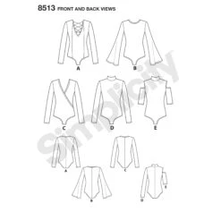 Simplicity Pattern 8513 Misses Knit Bodysuits 17 Simplicity Pattern 8513 Misses Knit Bodysuits -Jaycotts Shop simplicity bodysuit pattern 8513 front back view