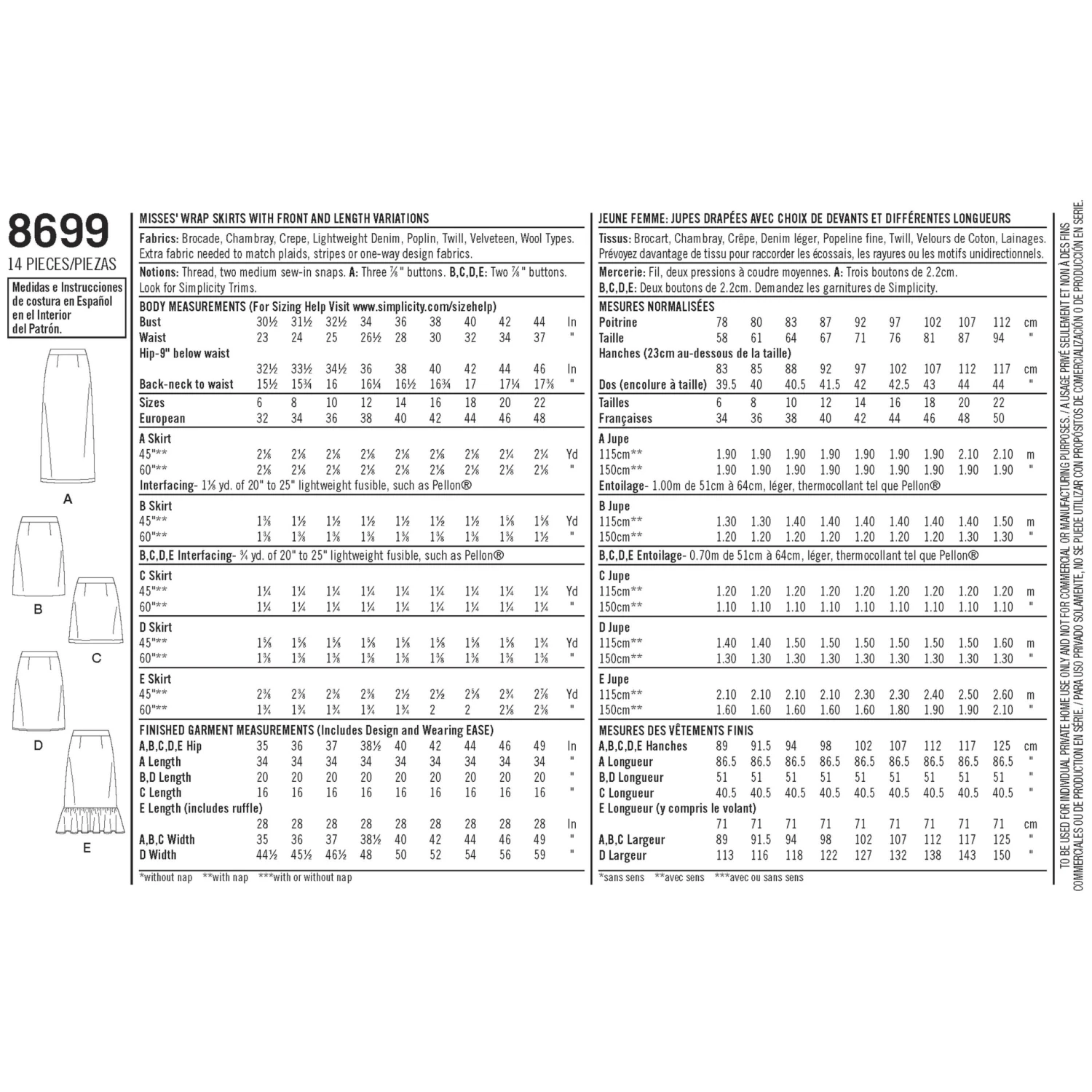Simplicity Pattern 8699 Buttoned Wrap Front Skirts 4 Simplicity Pattern 8699 Buttoned Wrap Front Skirts - Image 4