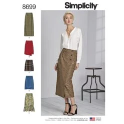 Simplicity Pattern 8699 Buttoned Wrap Front Skirts 10 Simplicity Pattern 8699 Buttoned Wrap Front Skirts -Jaycotts Shop simplicity buttoned wrap skirt pattern 8699 envelope front