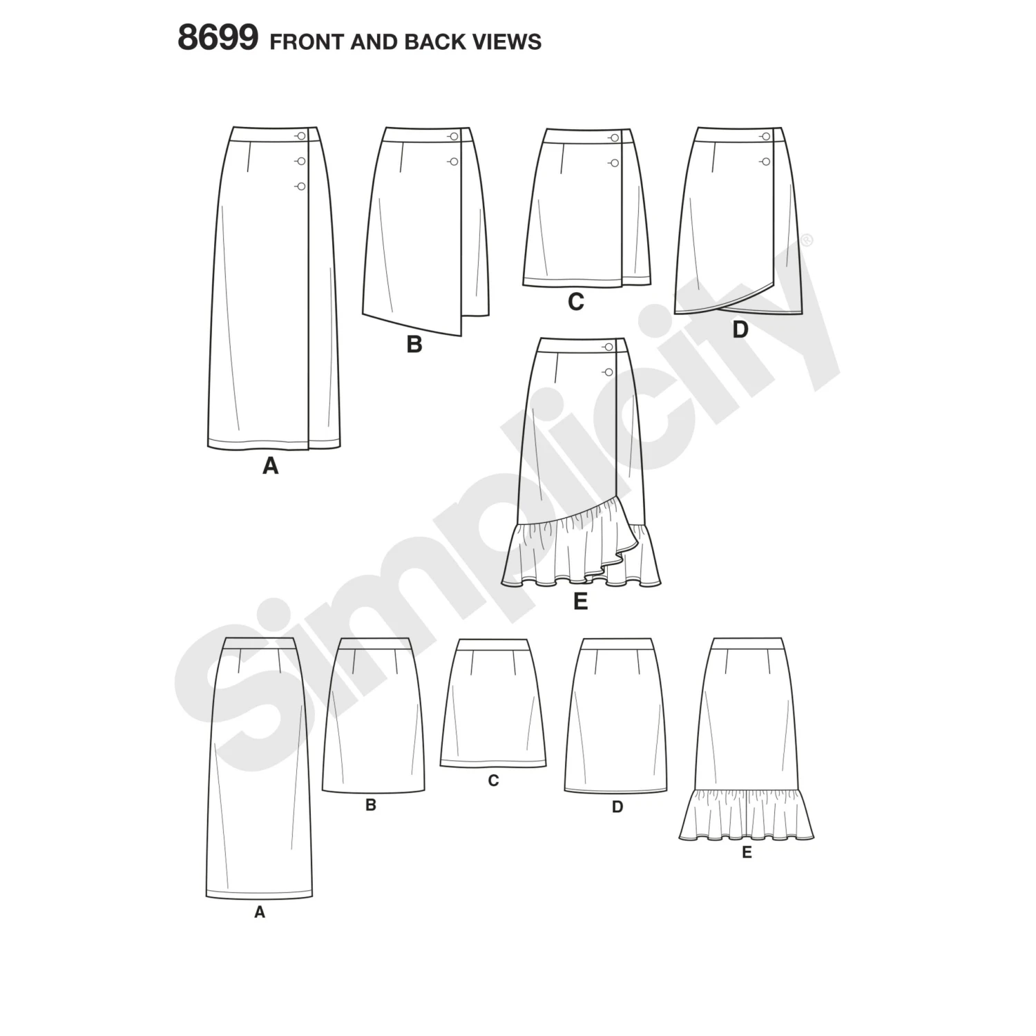 Simplicity Pattern 8699 Buttoned Wrap Front Skirts 6 Simplicity Pattern 8699 Buttoned Wrap Front Skirts - Image 6
