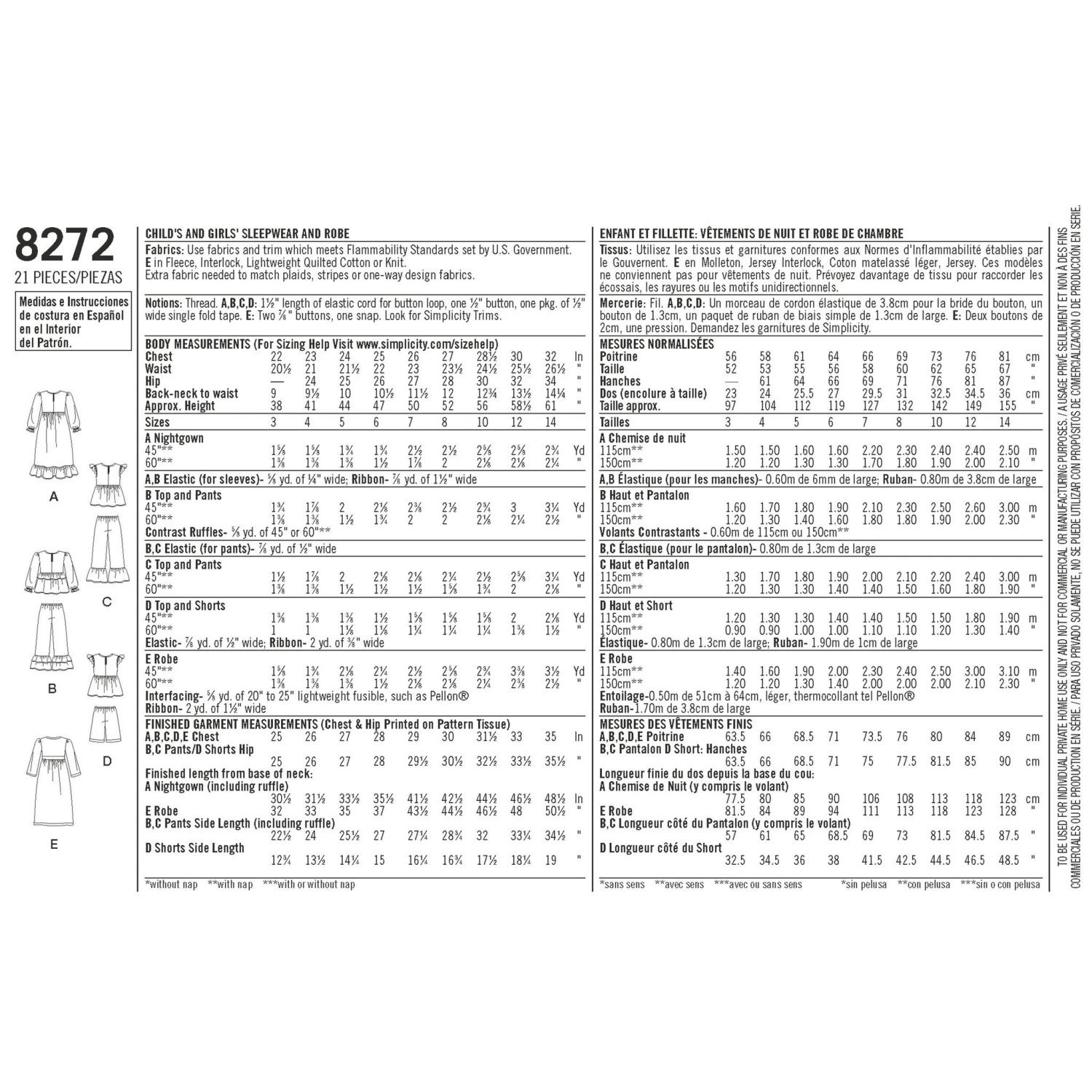 Simplicity Pattern 8272 Child's And Girls' Sleepwear 6 Simplicity Pattern 8272 Child's And Girls' Sleepwear - Image 6