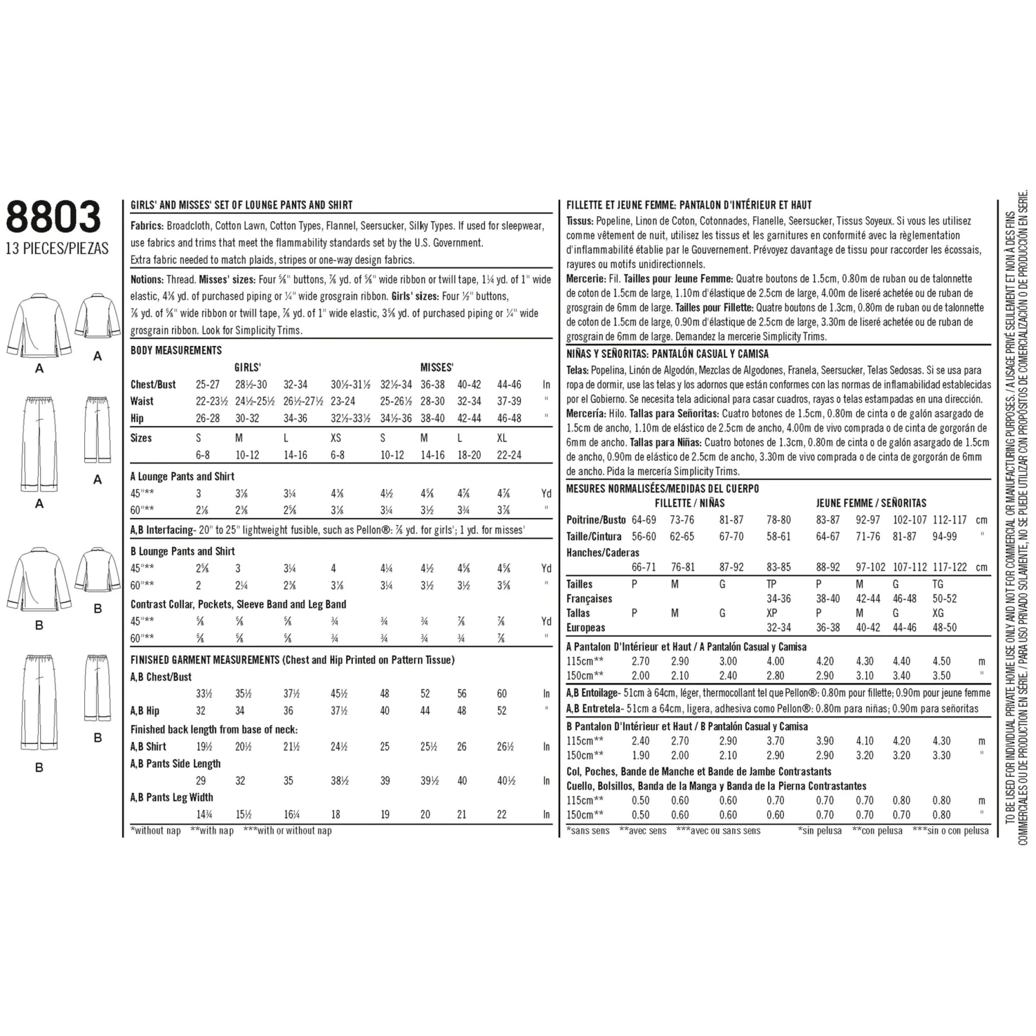 Simplicity Pattern 8803 Classic Pyjama Set 6 Simplicity Pattern 8803 Classic Pyjama Set - Image 6