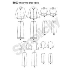 Simplicity Pattern 8803 Classic Pyjama Set 10 Simplicity Pattern 8803 Classic Pyjama Set -Jaycotts Shop simplicity mother daughter classic pajamas pattern 8803 front back views