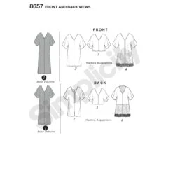 Simplicity Pattern 8657 Caftan With Options For Design-hacking -Jaycotts Shop simplicity pattern hack pattern 8657 front back views