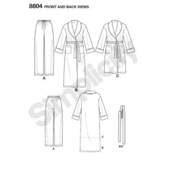 Simplicity Pattern 8804 Unisex-loungewear -Jaycotts Shop simplicity plus size sleepwear pattern 8804 front back views