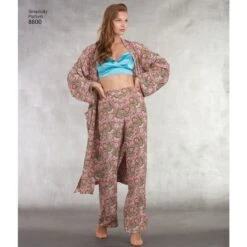 Simplicity Pattern 8800 Misses Robe Pants Top -Jaycotts Shop simplicity robe bralette pajamas pattern 8800 AV1