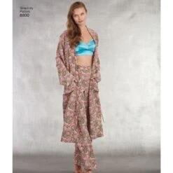 Simplicity Pattern 8800 Misses Robe Pants Top -Jaycotts Shop simplicity robe bralette pajamas pattern 8800 AV3