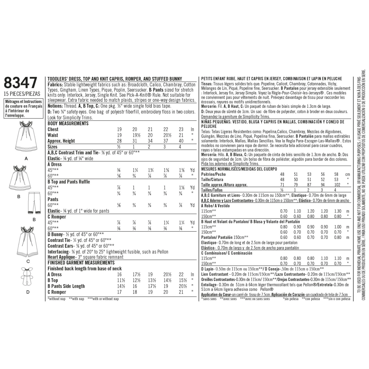 Simplicity Pattern 8347 Toddlers Dress Top And Knit Capris 5 Simplicity Pattern 8347 Toddlers Dress Top And Knit Capris - Image 5