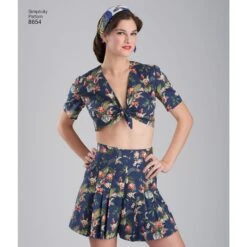 Simplicity Pattern 8654 Vintage Short Sleeved Top -Jaycotts Shop simplicity vintage 1940s short set skirt top pattern 8654 AV2