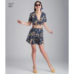 Simplicity Pattern 8654 Vintage Short Sleeved Top -Jaycotts Shop simplicity vintage 1940s short set skirt top pattern 8654 AV3