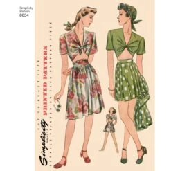 Simplicity Pattern 8654 Vintage Short Sleeved Top -Jaycotts Shop simplicity vintage 1940s short set skirt top pattern 8654 AV4