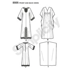 Simplicity Pattern 8505 Ankle Length Caftan 11 Simplicity Pattern 8505 Ankle Length Caftan -Jaycotts Shop simplicity vintage caftan pattern 8505 front back view