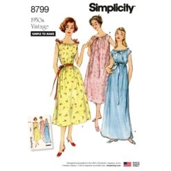 Simplicity Pattern 8799 Simple To Make 1950s Gowns 9 Simplicity Pattern 8799 Simple To Make 1950s Gowns -Jaycotts Shop simplicity vintage nightgown 1950s pattern 8799 envelope front